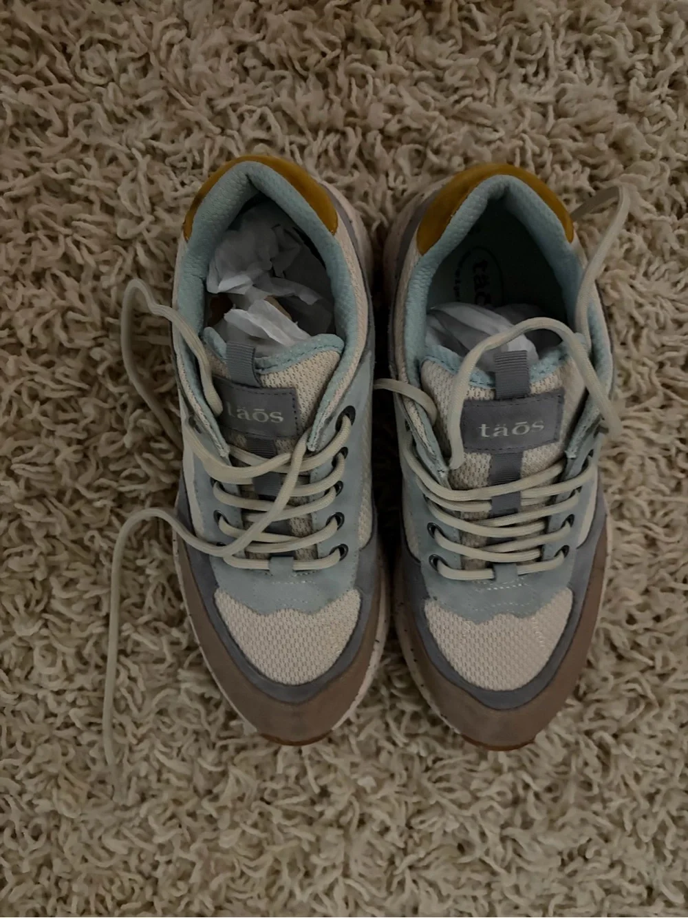 Taos Footwear Light Blue, Tan and Mustard Casual Sneakers